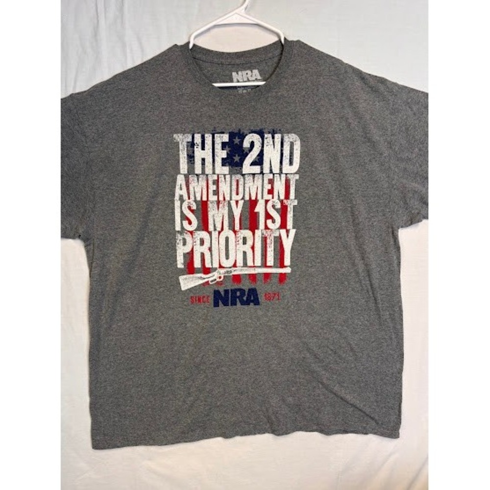 NRA Mens 2nd Amendment Is My 1st Priority Graphic T-Shirt Gray XXL